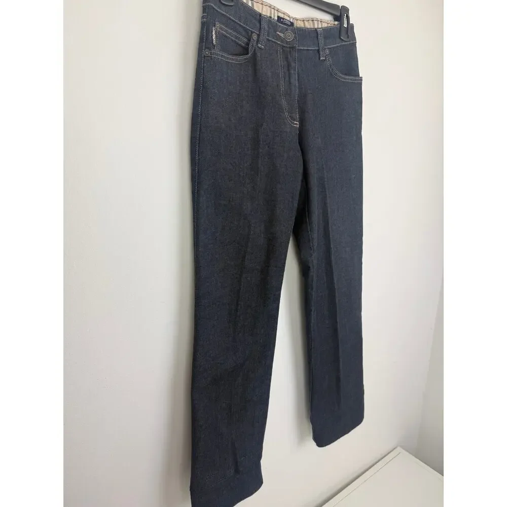 Burberry Womens London Straight Leg Mid Rise Denim Dark Blue Indigo Wash Jeans 6